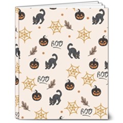 Cat Halloween Pattern 8  X 10  Hardcover Notebook