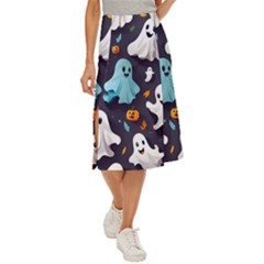 Ghost Pumpkin Scary Midi Panel Skirt