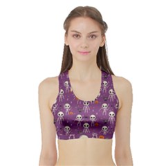 Skull Halloween Pattern Sports Bra With Border by Ndabl3x