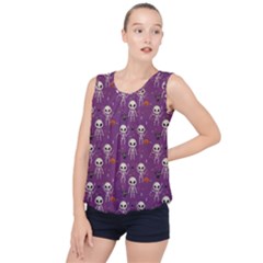 Skull Halloween Pattern Bubble Hem Chiffon Tank Top by Ndabl3x