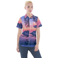 Tree Nature Plant Outdoors Ice Toronto Scenery Snow Women s Short Sleeve Pocket Shirt