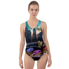 Teenage Mutant Ninja Turtles Leonardo Raphael Michelangelo Donatello Cut-out Back One Piece Swimsuit by Sarkoni