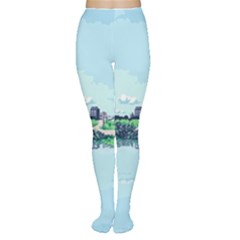 Japanese Themed Pixel Art The Urban And Rural Side Of Japan Tights by Sarkoni