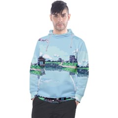 Japanese Themed Pixel Art The Urban And Rural Side Of Japan Men s Pullover Hoodie by Sarkoni