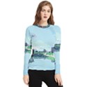 Japanese Themed Pixel Art The Urban And Rural Side Of Japan Women s Long Sleeve Rash Guard View1