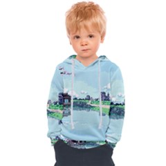 Japanese Themed Pixel Art The Urban And Rural Side Of Japan Kids  Overhead Hoodie by Sarkoni