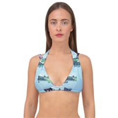 Japanese Themed Pixel Art The Urban And Rural Side Of Japan Double Strap Halter Bikini Top by Sarkoni