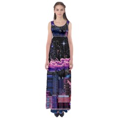 Retro City Pixel Empire Waist Maxi Dress by Sarkoni