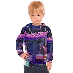 Retro City Pixel Kids  Hooded Pullover by Sarkoni