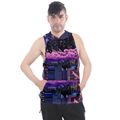 Retro City Pixel Men s Sleeveless Hoodie by Sarkoni