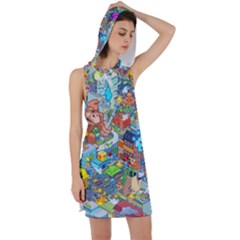 Pixel Art Retro Video Game Racer Back Hoodie Dress by Sarkoni