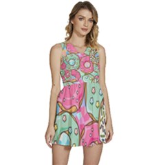 Donut Pattern Texture Colorful Sweet Sleeveless High Waist Mini Dress by Grandong