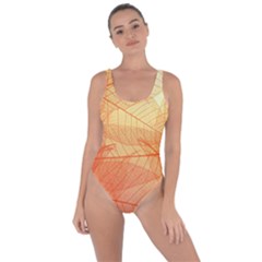 Abstract Texture Of Colorful Bright Pattern Transparent Leaves Orange And Yellow Color Bring Sexy Back Swimsuit by Grandong