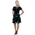 Alien Green Black Pattern Cap Sleeve Velour Dress  View2