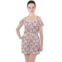 Pattern Ruffle Cut Out Chiffon Playsuit by zappwaits