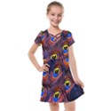 Peacock-feathers,blue,yellow Kids  Cross Web Dress View1