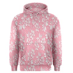 Pink Texture With White Flowers, Pink Floral Background Men s Core Hoodie by nateshop