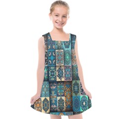 Texture, Pattern, Abstract, Colorful, Digital Art Kids  Cross Back Dress by nateshop