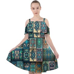 Texture, Pattern, Abstract, Colorful, Digital Art Cut Out Shoulders Chiffon Dress