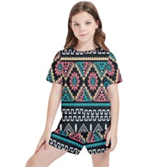 Aztec Wallpaper Kids  T-shirt And Sports Shorts Set