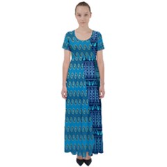 Aztec, Batik High Waist Short Sleeve Maxi Dress