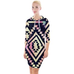 Cute Neon Aztec Galaxy Quarter Sleeve Hood Bodycon Dress by nateshop