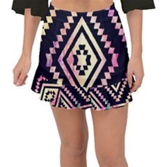 Cute Neon Aztec Galaxy Fishtail Mini Chiffon Skirt