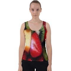 Fruits, Food, Green, Red, Strawberry, Yellow Velvet Tank Top by nateshop