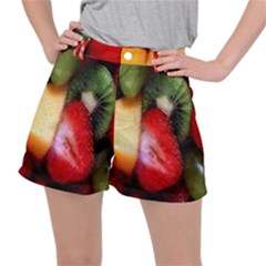 Fruits, Food, Green, Red, Strawberry, Yellow Women s Ripstop Shorts by nateshop