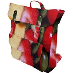 Fruits, Food, Green, Red, Strawberry, Yellow Buckle Up Backpack by nateshop