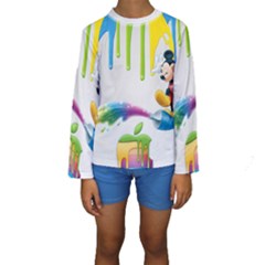 Mickey Mouse, Apple Iphone, Disney, Logo Kids  Long Sleeve Swimwear by nateshop