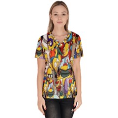 The Simpsons, Cartoon, Crazy, Dope Women s V-neck Scrub Top by nateshop