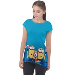 Minions, Blue, Cartoon, Cute, Friends Cap Sleeve High Low Top by nateshop