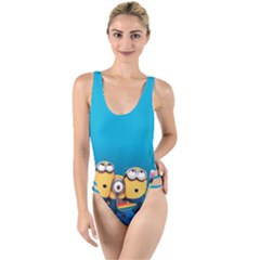 Minions, Blue, Cartoon, Cute, Friends High Leg Strappy Swimsuit by nateshop