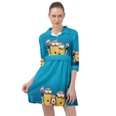 Minions, Blue, Cartoon, Cute, Friends Mini Skater Shirt Dress by nateshop