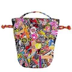 Sticker Bomb, Art, Cartoon, Dope Drawstring Bucket Bag by nateshop