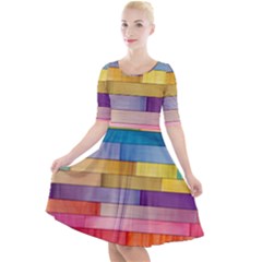 Rainbow Wood Quarter Sleeve A-line Dress by zappwaits