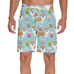 Welsh Corgis Dog Boba Tea Bubble Tea Cute Kawaii Men s Beach Shorts by Grandong