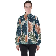 Tropical Leaf Women s High Neck Windbreaker by Jack14