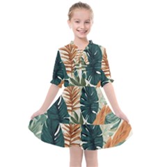 Tropical Leaf Kids  All Frills Chiffon Dress by Jack14