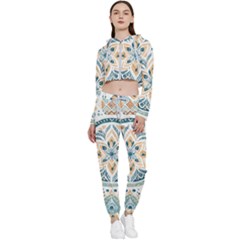 Boho Pattern Cropped Zip Up Lounge Set by Valentinaart