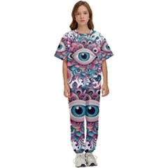 Eyes Pattern Kids  T-shirt And Pants Sports Set by Valentinaart