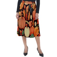 Thanksgiving Pattern Classic Velour Midi Skirt  by Valentinaart