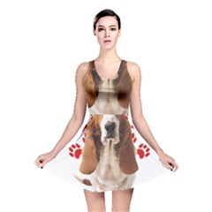 Basset Hound Gift T- Shirt Funny Basset Hound Valentine Heart Paw Basset Hound Dog Lover Valentine C Yoga Reflexion Pose T- Shirtyoga Reflexion Pose T- Shirt Reversible Skater Dress by hizuto