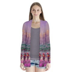 Abstract Flowers  Drape Collar Cardigan by Internationalstore