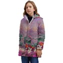 Abstract Flowers  Kids  Hooded Longline Puffer Jacket View3