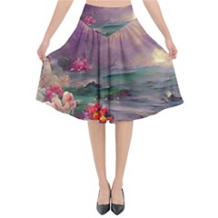 Abstract Flowers  Flared Midi Skirt by Internationalstore