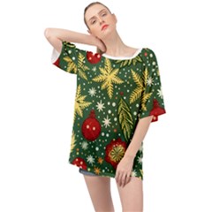 Christmas Pattern Oversized Chiffon Top