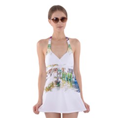 Venice T- Shirt Venice Voyage Art Digital Painting Watercolor Discovery T- Shirt (1) Halter Dress Swimsuit 