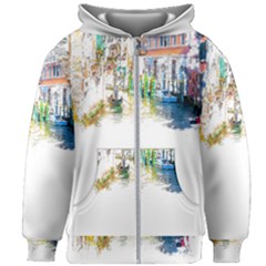 Venice T- Shirt Venice Voyage Art Digital Painting Watercolor Discovery T- Shirt (1) Kids  Zipper Hoodie Without Drawstring